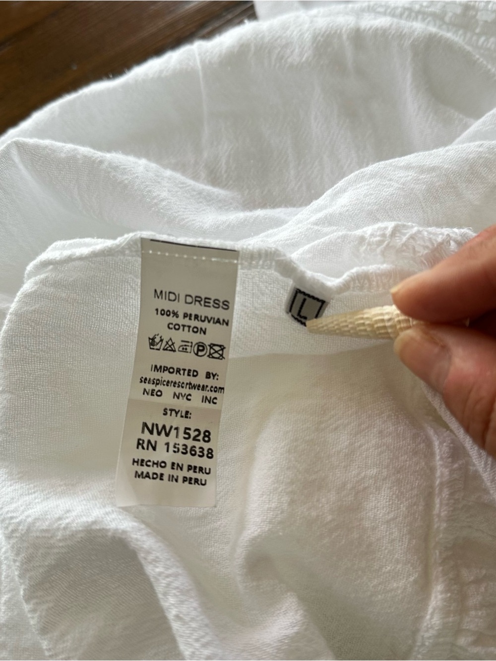 SEASPICE NWT Summer White Midi Dress, Large - Picture 7 of 8
